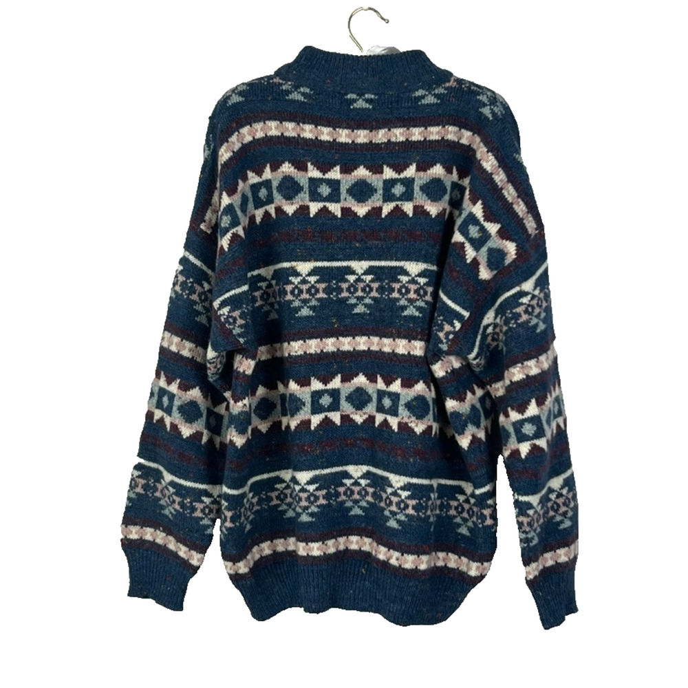 Angelo Litrico Sweater Men's Size XL Blue Fair Isle Wool Blend Crew Neck Knit - Picture 2 of 6